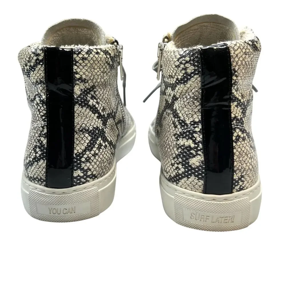 P448 Hightop Leather Sneaker Size 41 Italy Trainer Silver Python Snakeskin Print